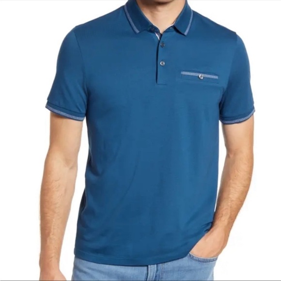 Ted Baker Teal Golf Polo Sz 4 or L - Picture 11 of 12
